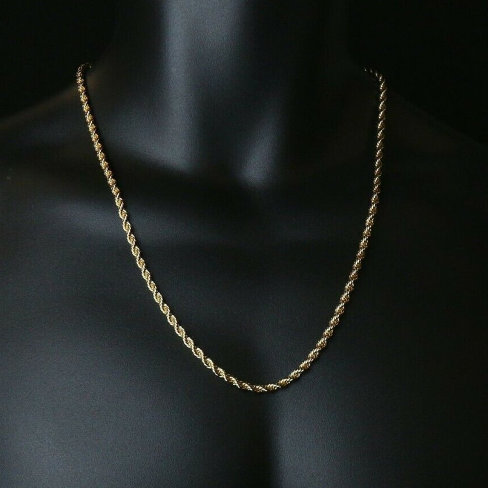 New 14k Gold 4mm 24" Rope Chain
